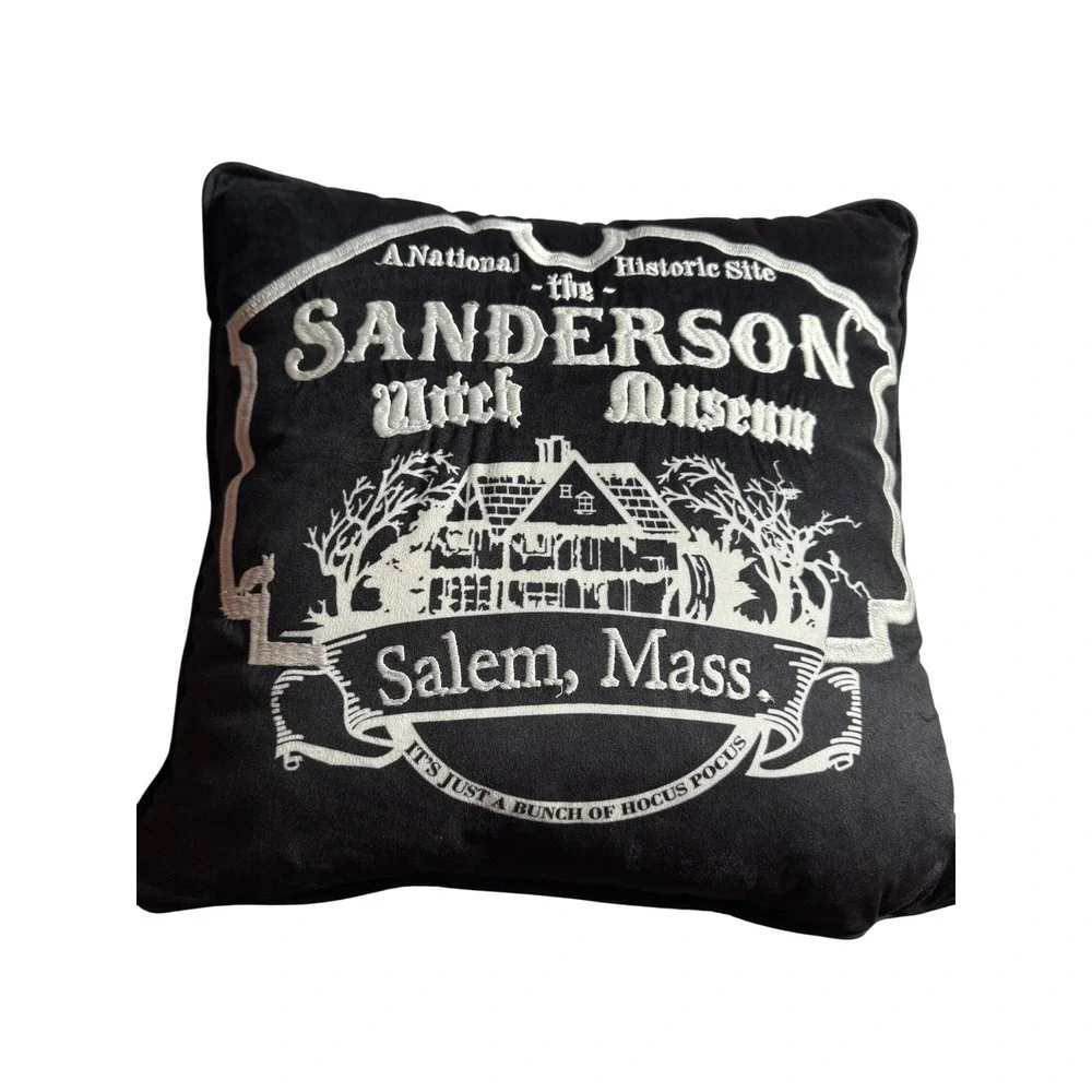 Sanderson Witch Museum Salem Hocus‎ Pocus Throw Pillow Black Velvet Goth Vampire